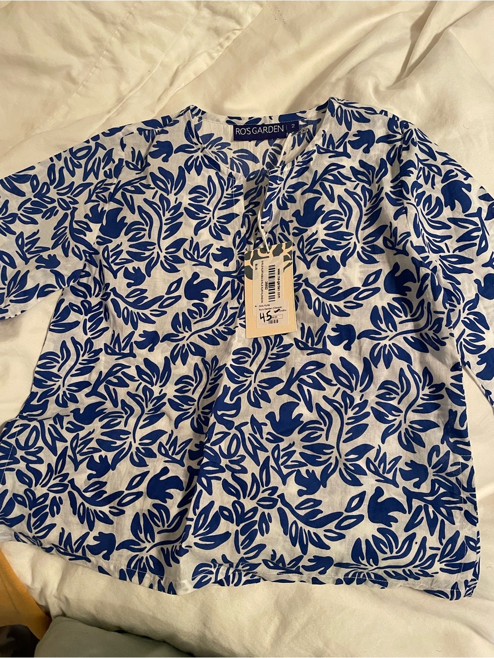 Ros Garden Kids' Blue & White Floral Swim Coverup